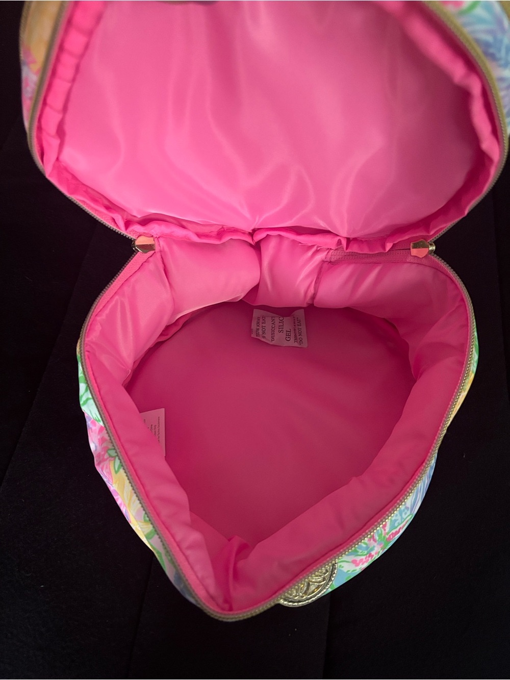 Lilly Pulitzer Bright Floral Round Cosmetic Case - Pink, Yellow, Green, Blue - Picture 3 of 4